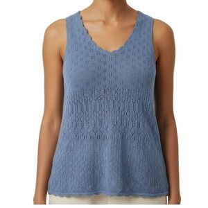 Pointelle Knit Tank Top 100% Cotton Casual Medium Axcess Women